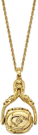 1928 Jewelry 3 Sided Flower Spinner Locket Pendant Necklace For Women 30 Inches