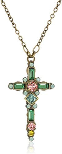 Sorrelli Delicate Cross Pendant Necklace, Antique Gold-Tone Finish, Crystal