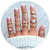 ItsStarred 7-19pcs Silver Star Moon Knuckle Ring Set for Women Girls Vintage Stackable Midi Finger Rings Set