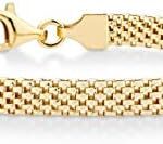 Miabella 18K Gold Over Sterling Silver Italian 5mm Mesh Link Chain Bracelet for Women, 925 Made in Italy