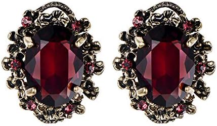 BriLove Women’s Victorian Style Crystal Floral Scroll Cameo Inspired Oval Stud Earrings