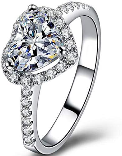 Jude Jewelers 2 Carat Heart Shaped Cubic Zircon Simulated Diamond Solitaire Style Wedding Enagement Anniversary Ring